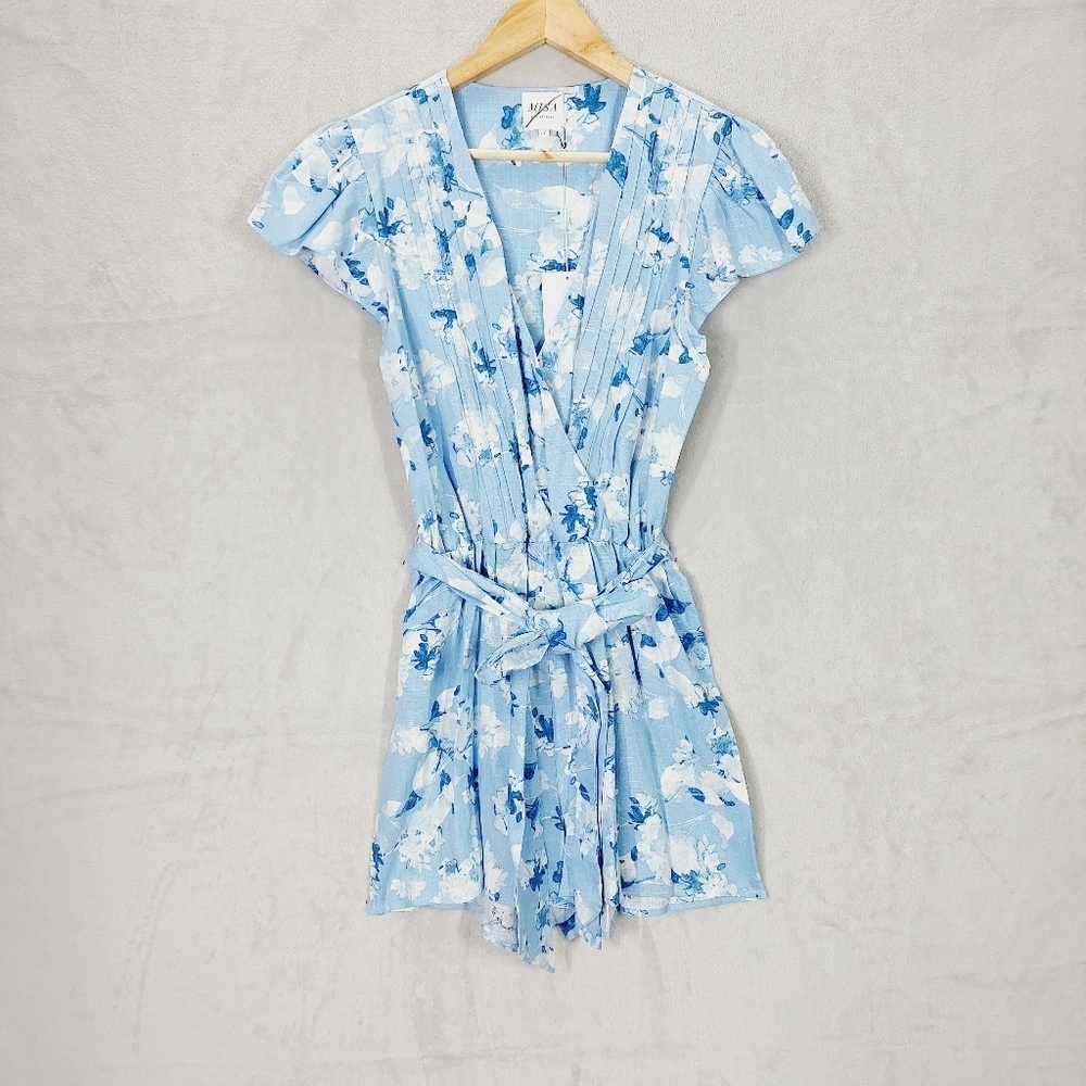 New MISA Los Angeles Tilly in Blue Washed Wildflower Romper P3033 - Picture 2 of 10